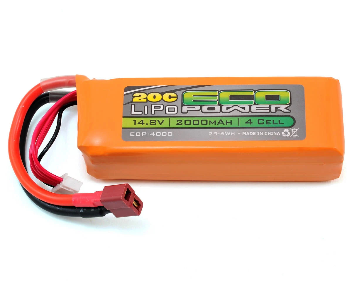 EcoPower - "Electron" 4S LiPo 20C Battery Pack (14.8V/2000mAh) (Starter Box) (w/T-Style Connector)
