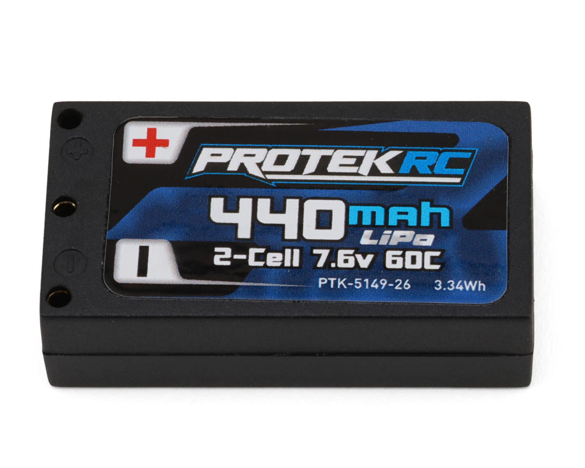 Protek RC - 2S 60C Low IR 1/28 Hard Case LiPo (7.6v/440mah) w/2mm Bullets