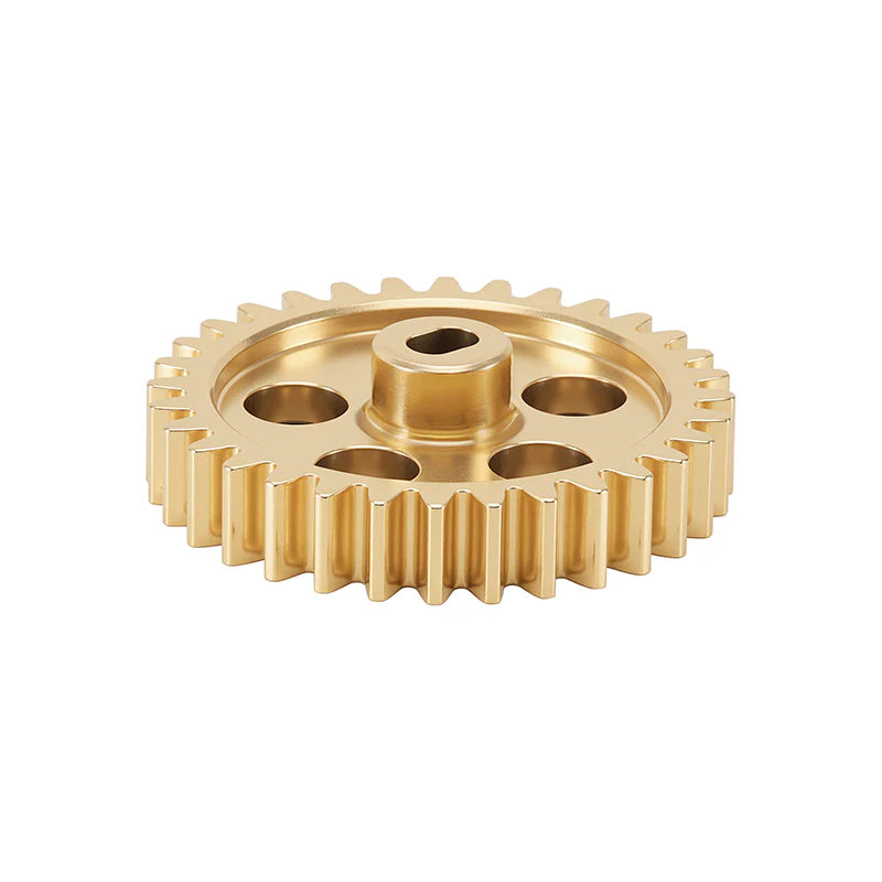 INJORA - Brass Transmission Main Gear with Plastic Motor Pinion for Losi Micro-B Micro-T - 15T/32T Gears (Overdrive 53.4%)