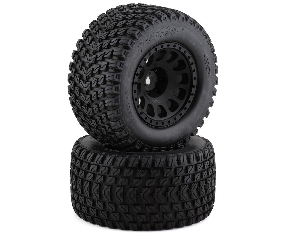 Traxxas - Tires & wheels, assembled, glued (XRT® Race black wheels, Gravix® tires, foam inserts) (left & right)