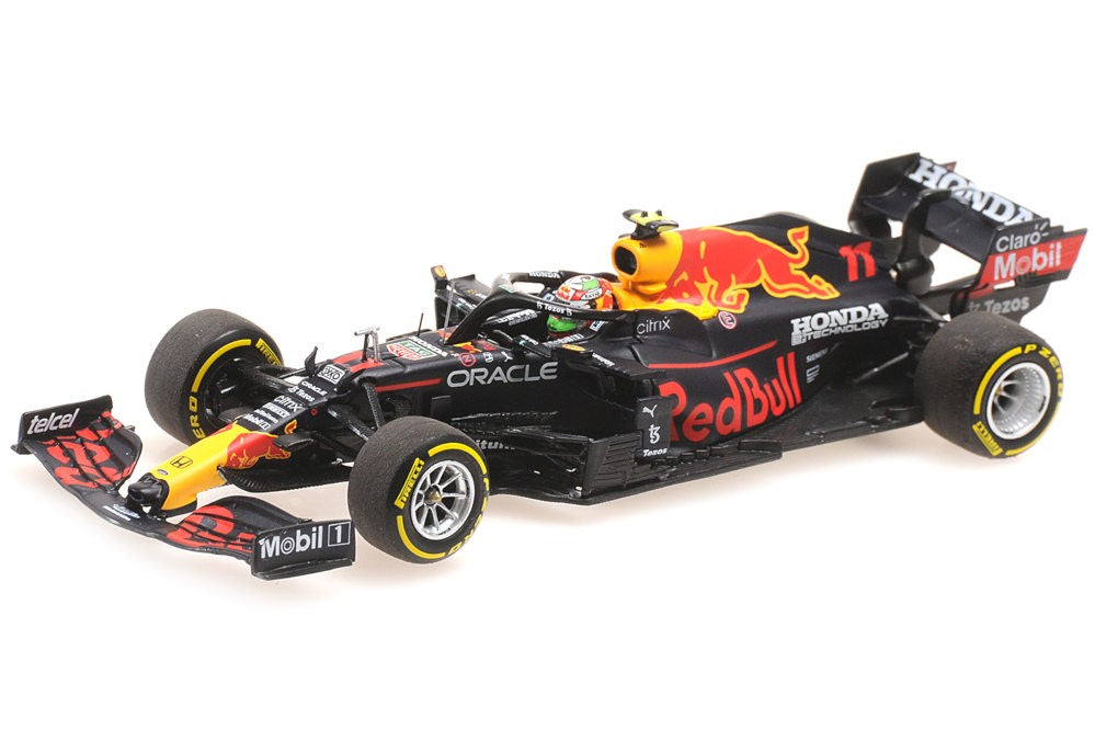 Minichamps - Red Bull -F1 RB16B Honda RA620H Team Aston Martin #11 3rd México GP 2021 Sergio Pérez, escala 1:43