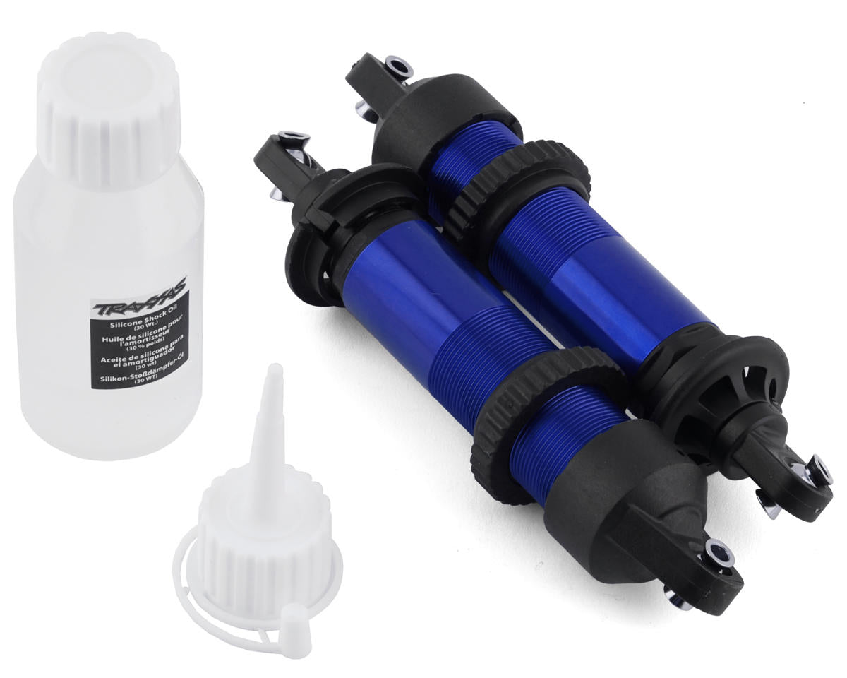 Traxxas - Shocks, GTX, medium (aluminum, blue-anodized) (fully assembled w/o springs) (2)