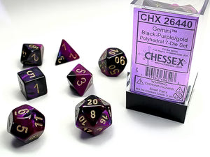 CHESSEX - Gemini Black-Purple/Gold Polyhedral 7 - Dice Set