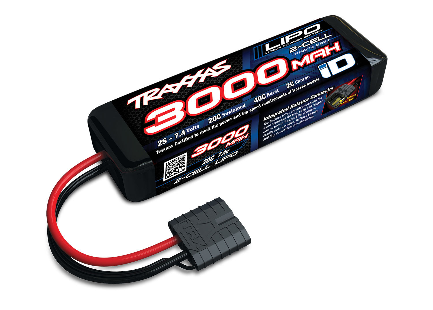 Traxxas - 2S "Power Cell" 20C LiPo Battery w/iD Connector (7.4V/3000mAh)