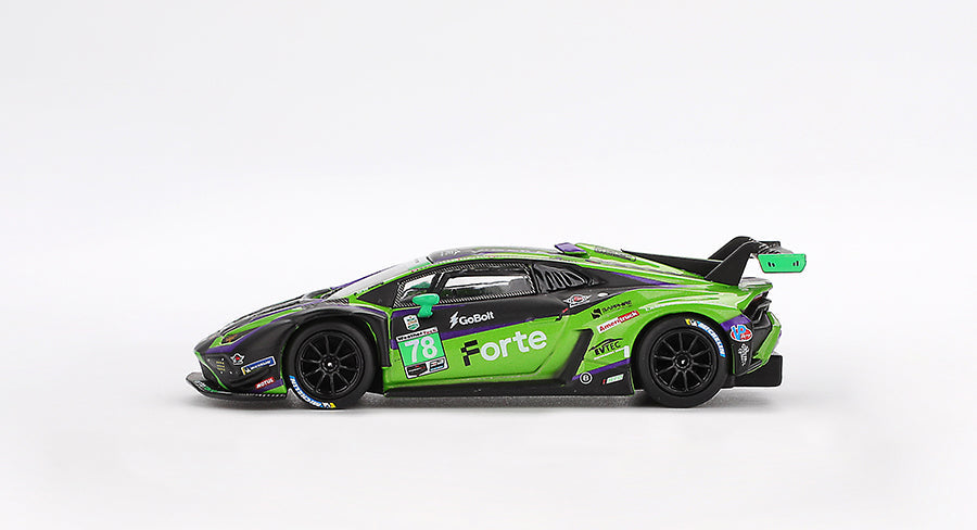 Mini GT - Lamborghini Huracán GT3 EVO2 #78 Forte Racing 2024 IMSA Daytona 24 Hrs 1/64