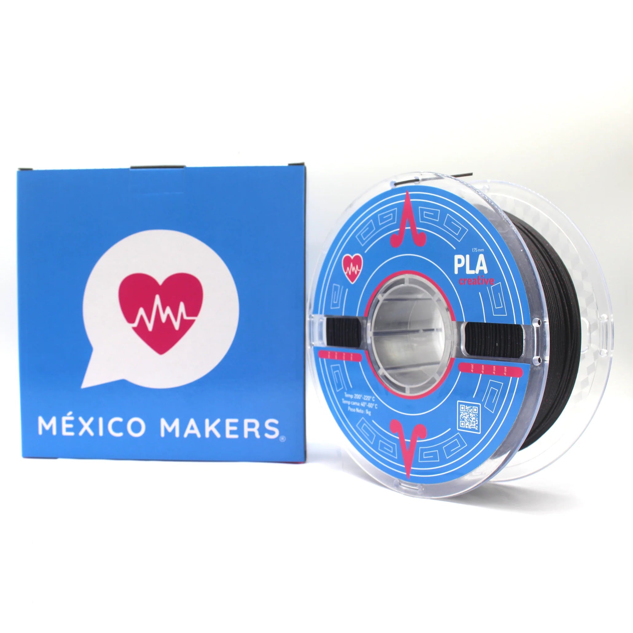México Makers - Filamento PLA Creative Rojo+Azul+Morado Glitter para Impresora 3D