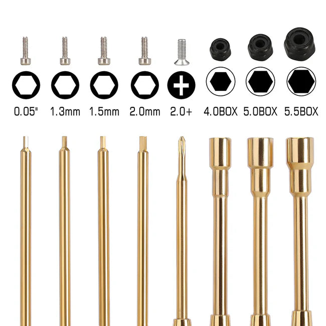 INJORA - 8-in-1 Hex, Phillips Screwdriver, Nut Drivers Quick Change Tool Kit for 1/24 1/18 Mini RC