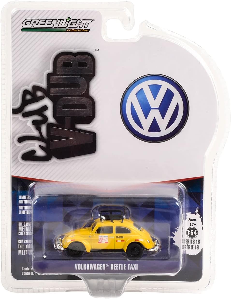 Greenlight - Club V-DUB Volkswagen Beetle Taxi, escala 1:64