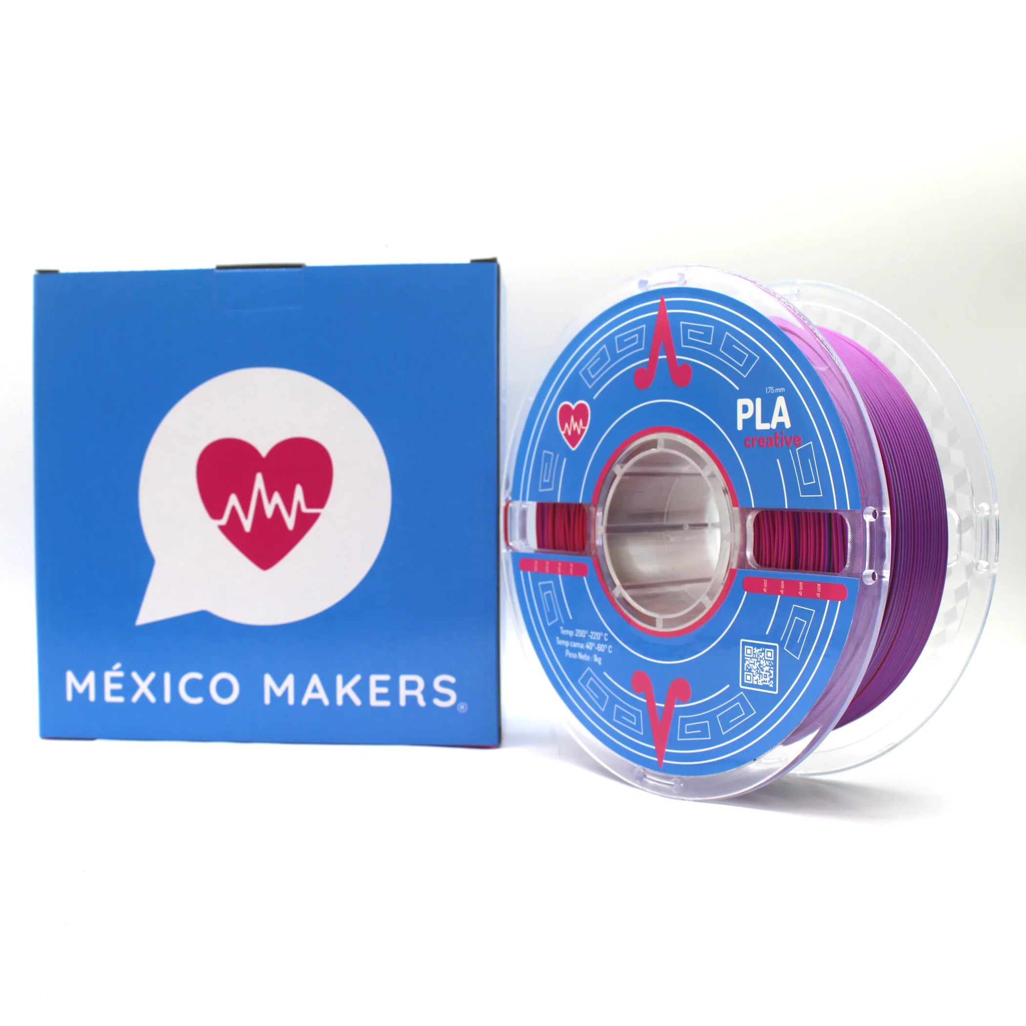 México Makers - Filamento PLA Creative Tri Rojo+Morado+Verde para Impresora 3D