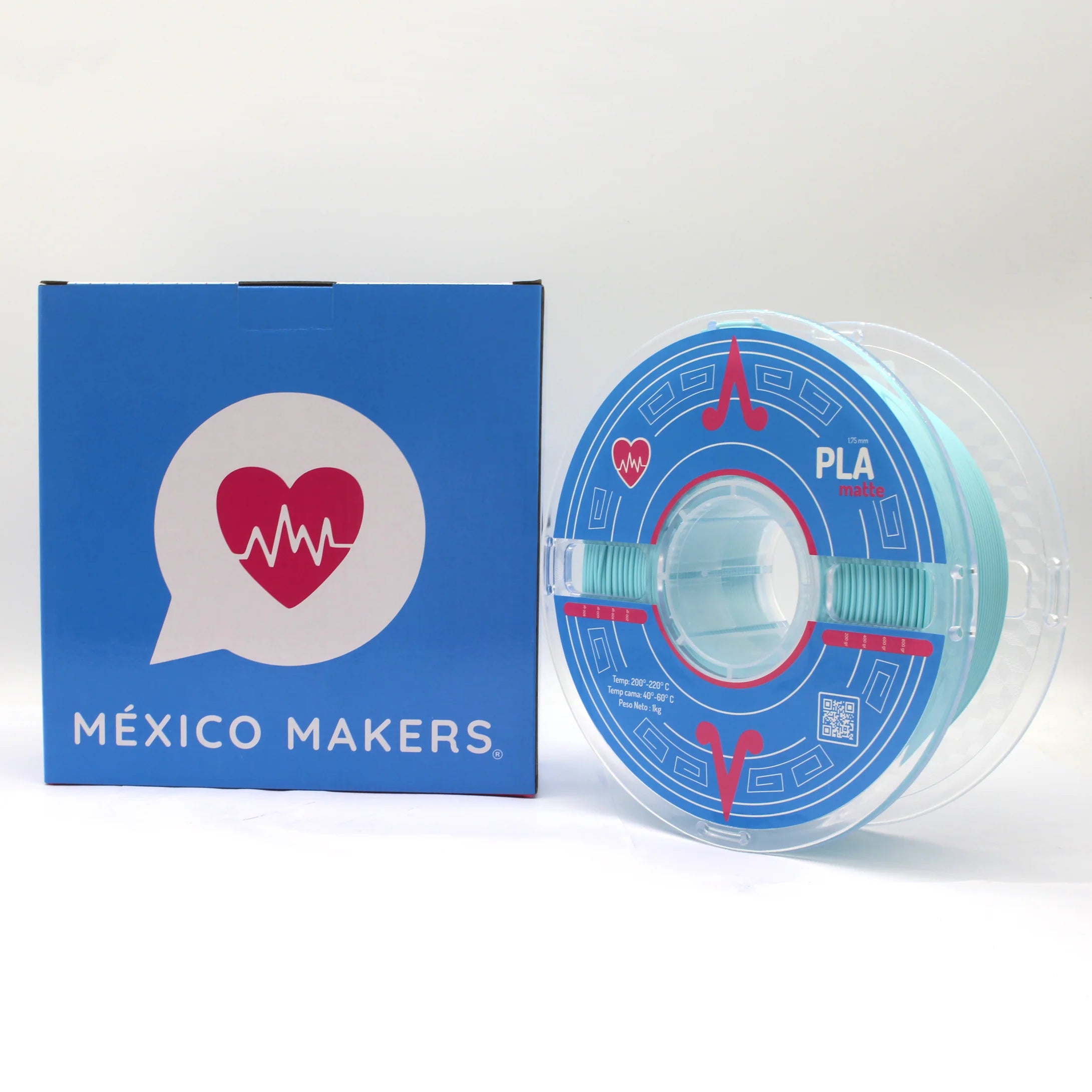 México Makers - Filamento PLA Matte Azul Aqua para Impresora 3D