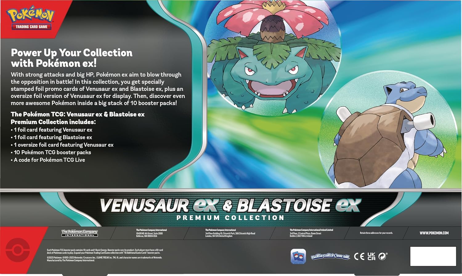 Pokémon TCG: Venusaur Ex & Blastoise Ex Premium Collecion (Ingles)
