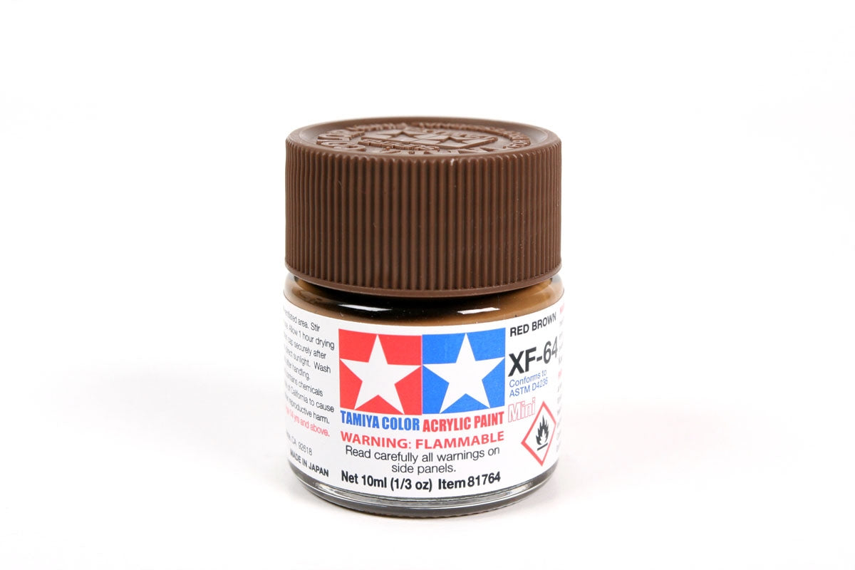 Tamiya - Acrylic Mini XF-64 Red Brown Paint, 10ml Bottle