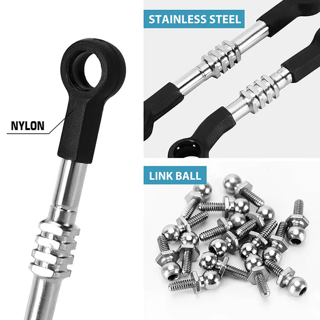 INJORA - Adjustable Stainless Steel Links Set for Losi Micro-B Micro-T