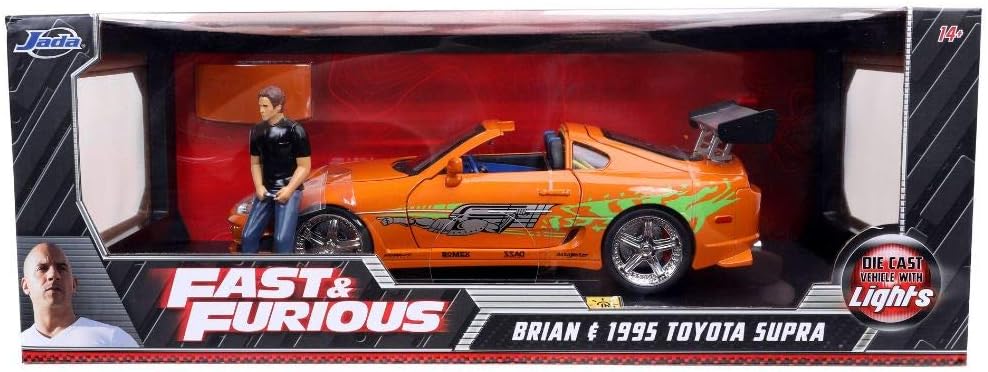 Jada Toys - Fast & Furious Brian's Toyota Supra - Figure & Lights, escala 1:18