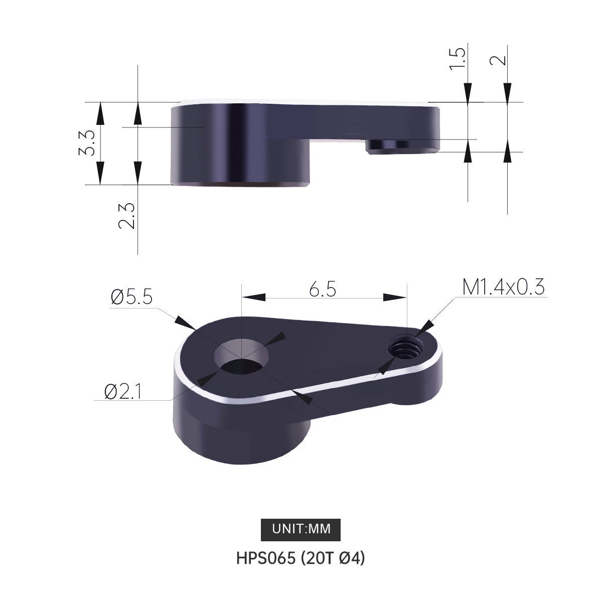 AGFRC - HPS065 20T Servo Horn For Micro Servo A06CLS V2