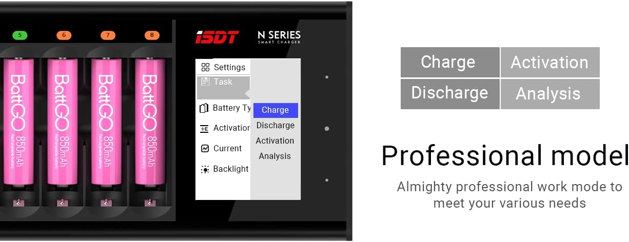 ISDT - N24 24-Slot Cargador inteligente para pilas recargables AA - AAA