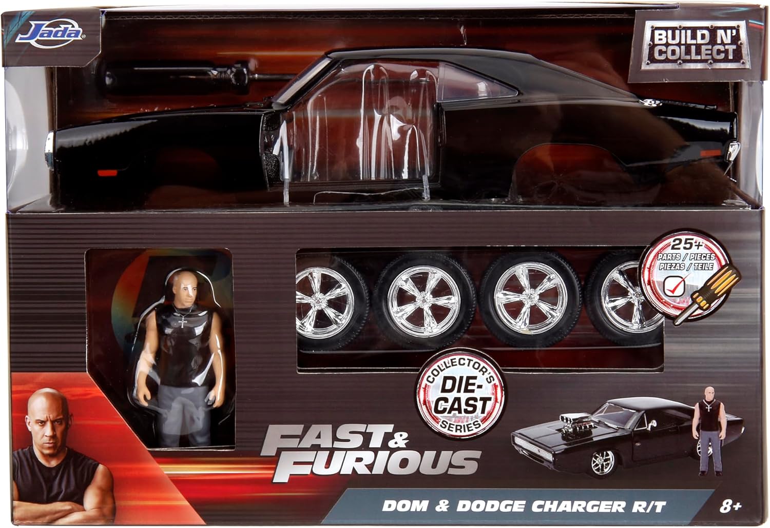 Jada Toys - Build & Collect Fast & Furious Dom's Dodge Charger R/T, escala 1:24