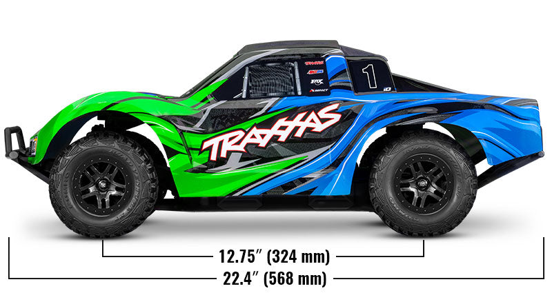 Traxxas - Slash® 4x4 VX3 1/10 RTR 4WD Brushless Short Course Truck w/VX3 ESC, TQi™ Sport 2.4GHz Radio & TSM®, Verde