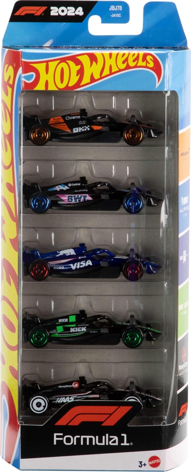 Mattel - Hot Wheels F1, Paquete de 5 Autos