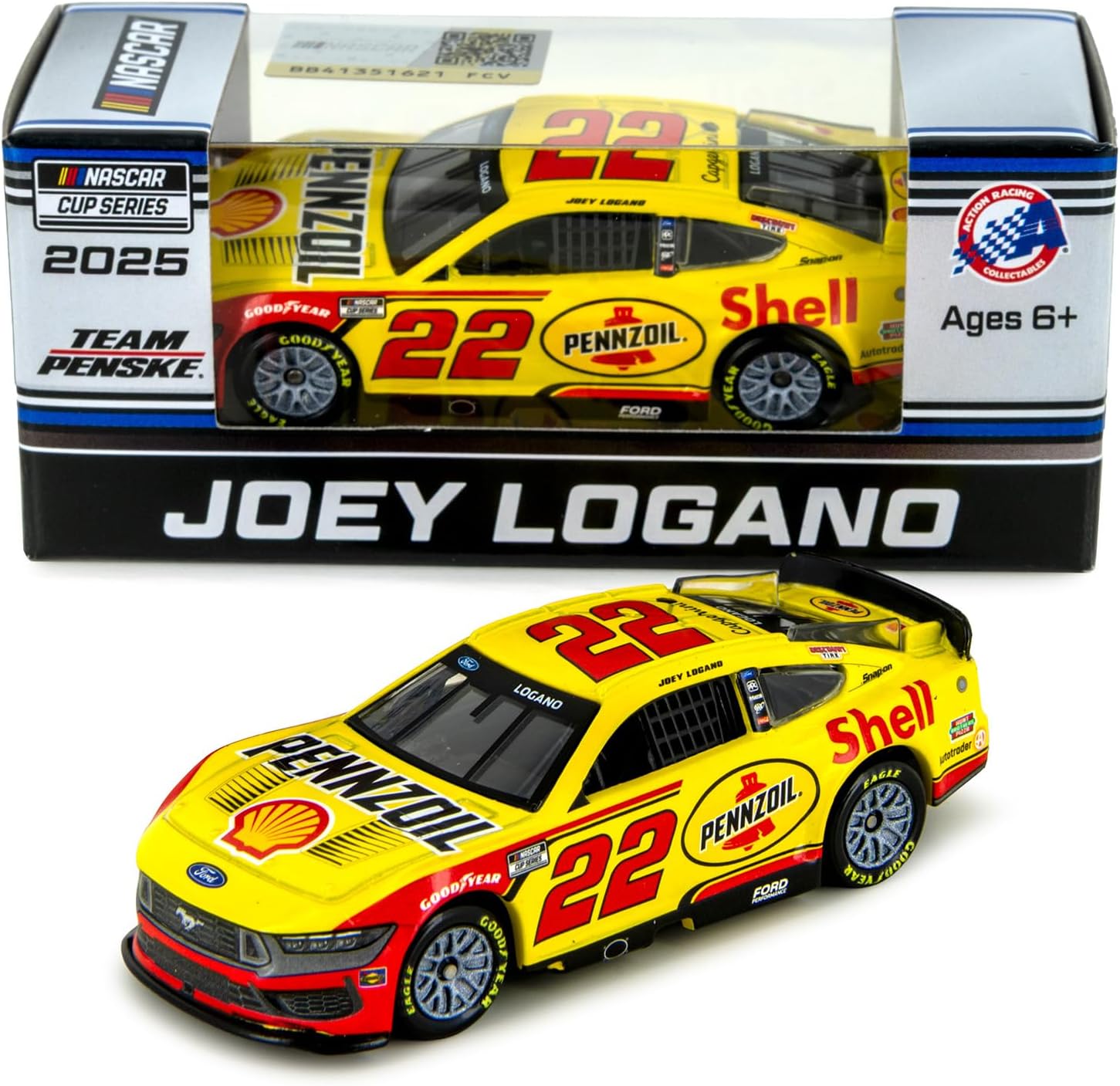 Lionel Racing - Joey Logano #22 Shell Pennzoil 2025 Mustang, escala 1:64