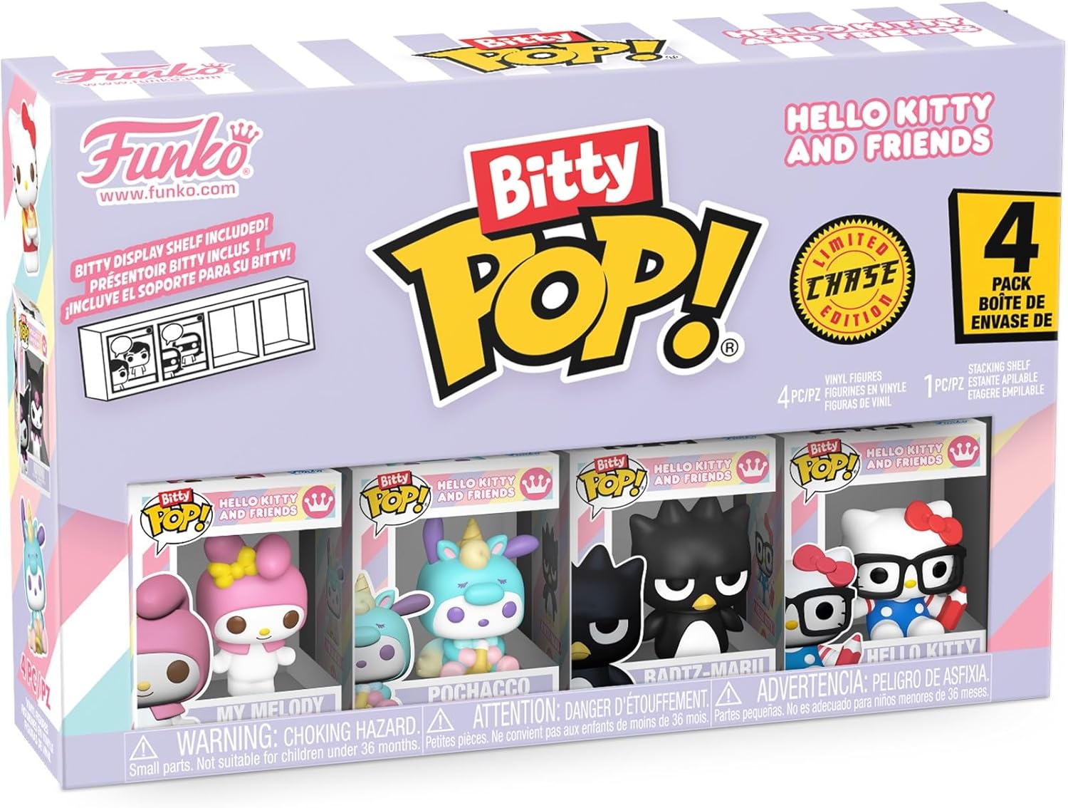 Funko Bitty Pop: Hello Kitty and Friends - My Melody, Pochacco (Unicorn Party), Badtz-Maru y Chase (figura aleatoria)