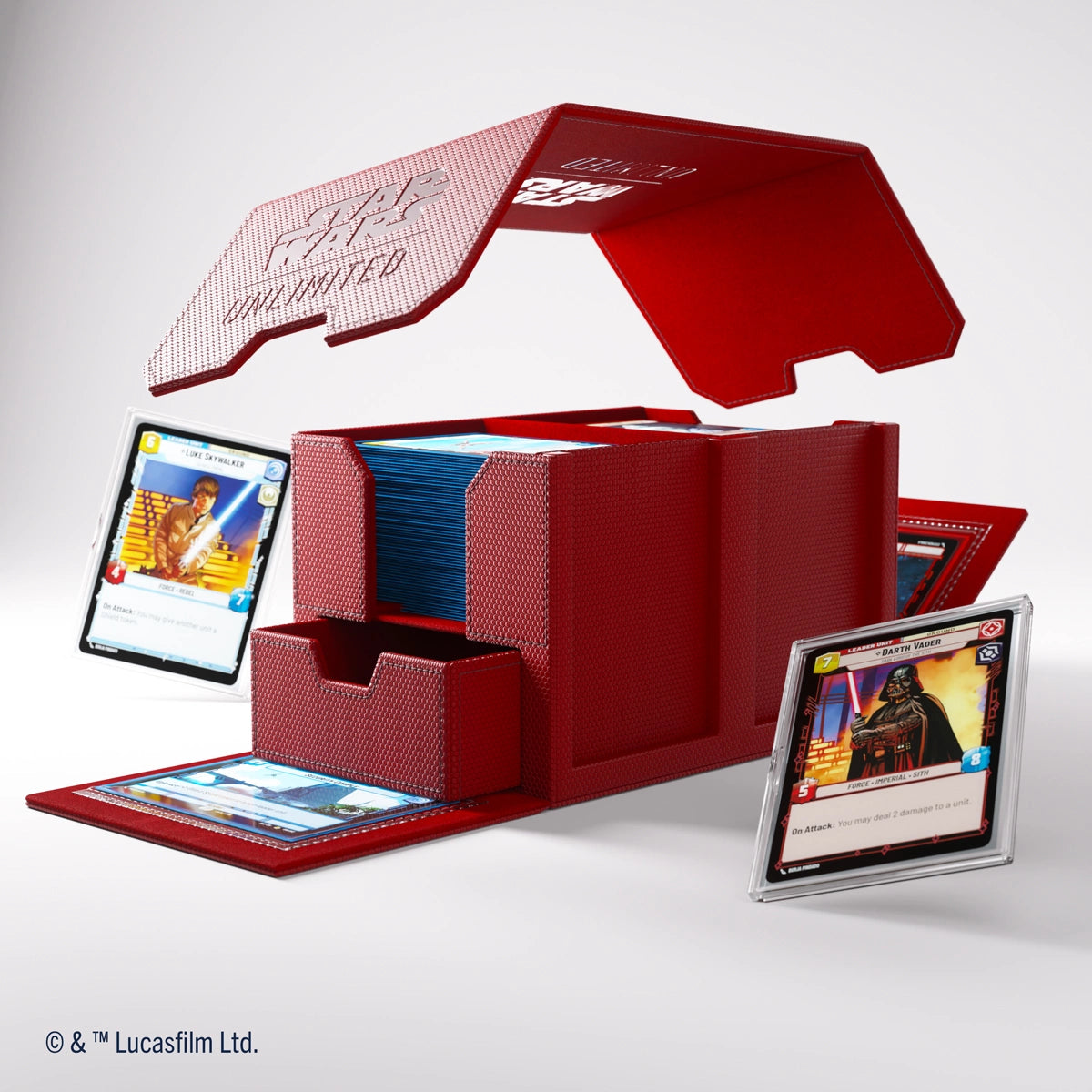 Gamegenic - Star Wars: Unlimited - Double Deck Pod - Estuche para tarjetas - Rojo