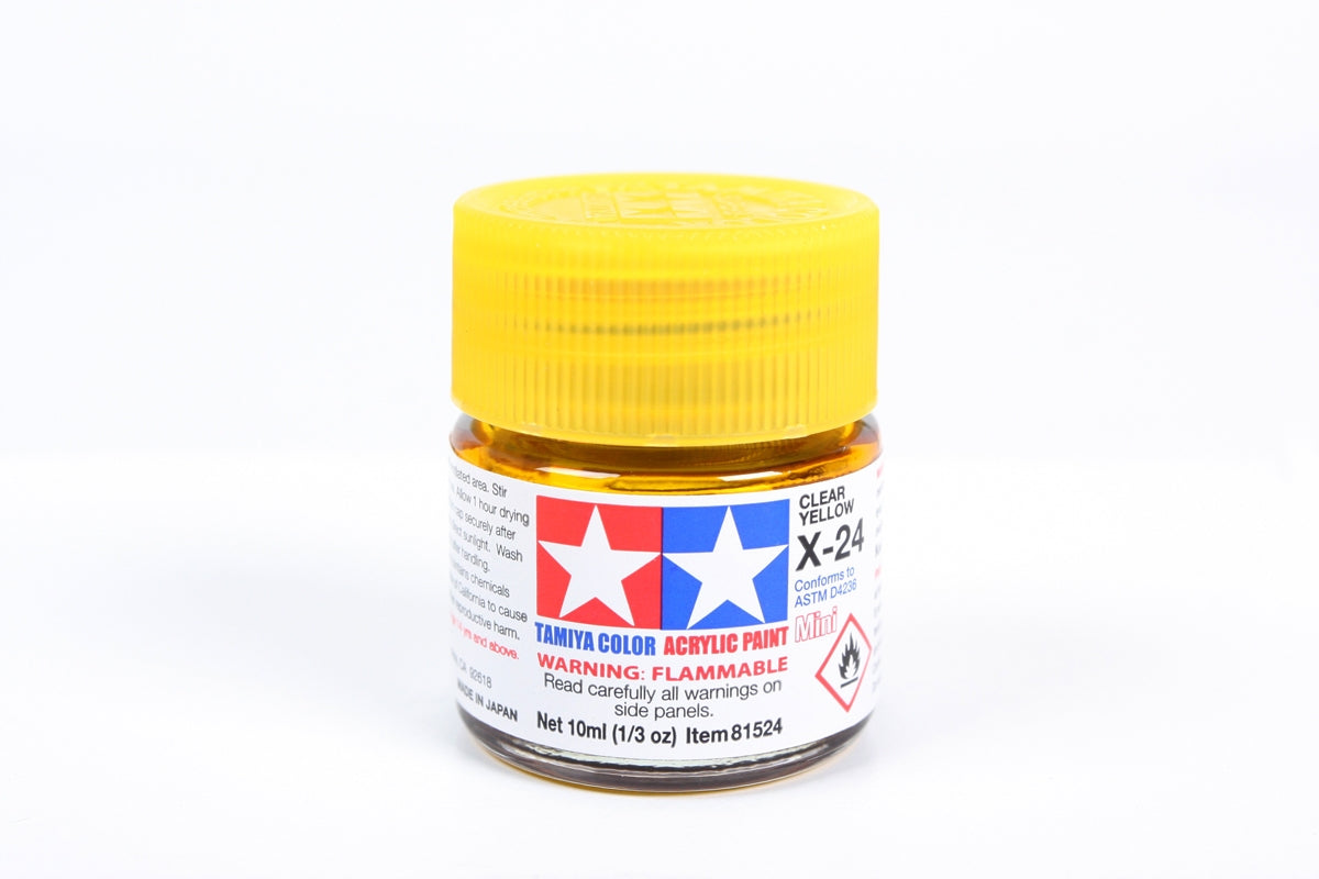 Tamiya - Acrylic Mini X-24 Clear Yellow Paint, 10ml Bottle