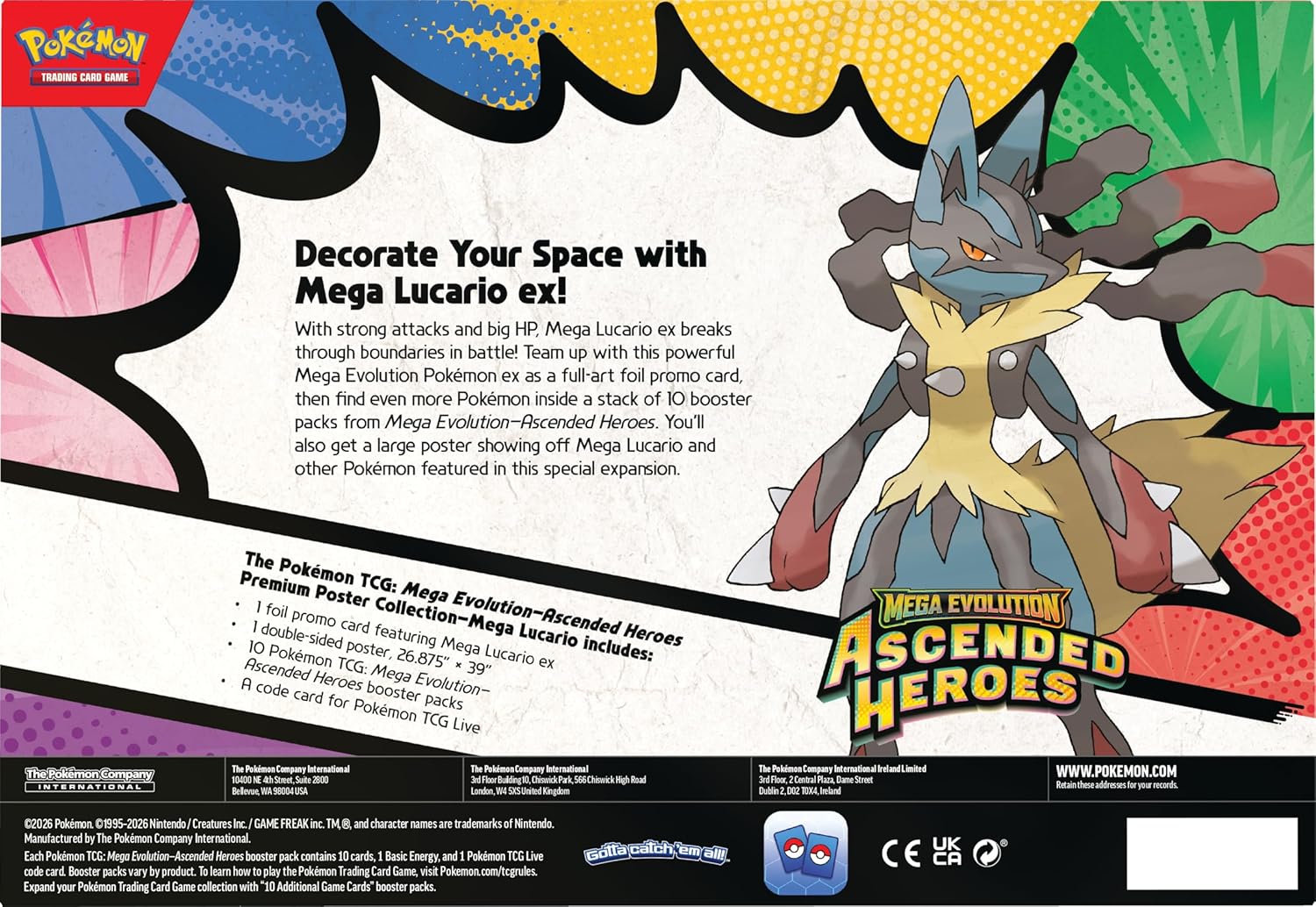 Pokémon TCG: Mega Evolution - Ascended Heroes - Premium Poster Collection - Mega Lucario (Ingles)