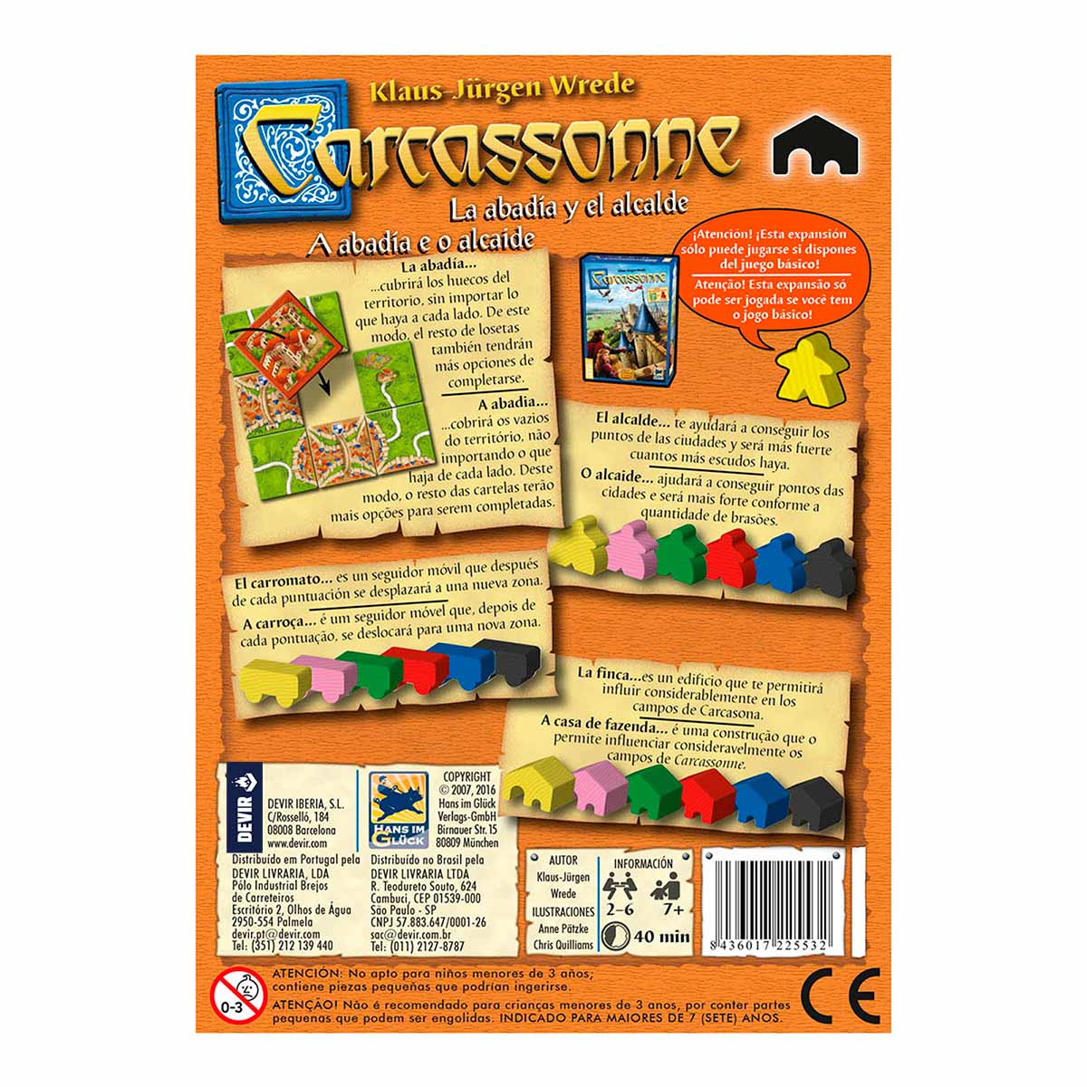 Devir - Carcassonne la Abadía y el alcalde - Expansión (Español)