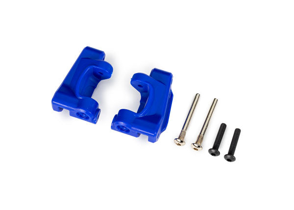 Traxxas - Caster blocks (c-hubs), extreme heavy duty, blue (left & right)/ 3x26mm hinge pins (2)/ 3x15mm BCS (2) (for use with #9180 and 9181 upgrade kit)