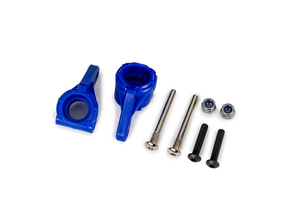 Traxxas - Steering blocks, extreme heavy duty, blue (left & right)/ 3x26mm hinge pins (2)/ 3x15mm BCS (2) (for use with #9180, 9181, 9182 upgrade kit)