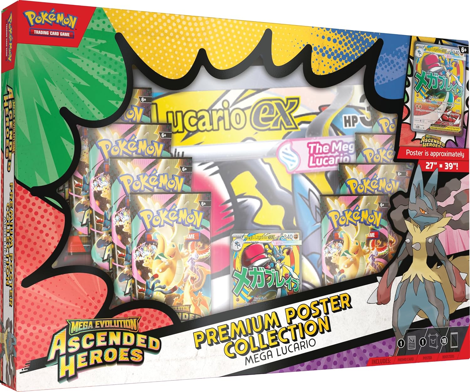 Pokémon TCG: Mega Evolution - Ascended Heroes - Premium Poster Collection - Mega Lucario (Ingles)