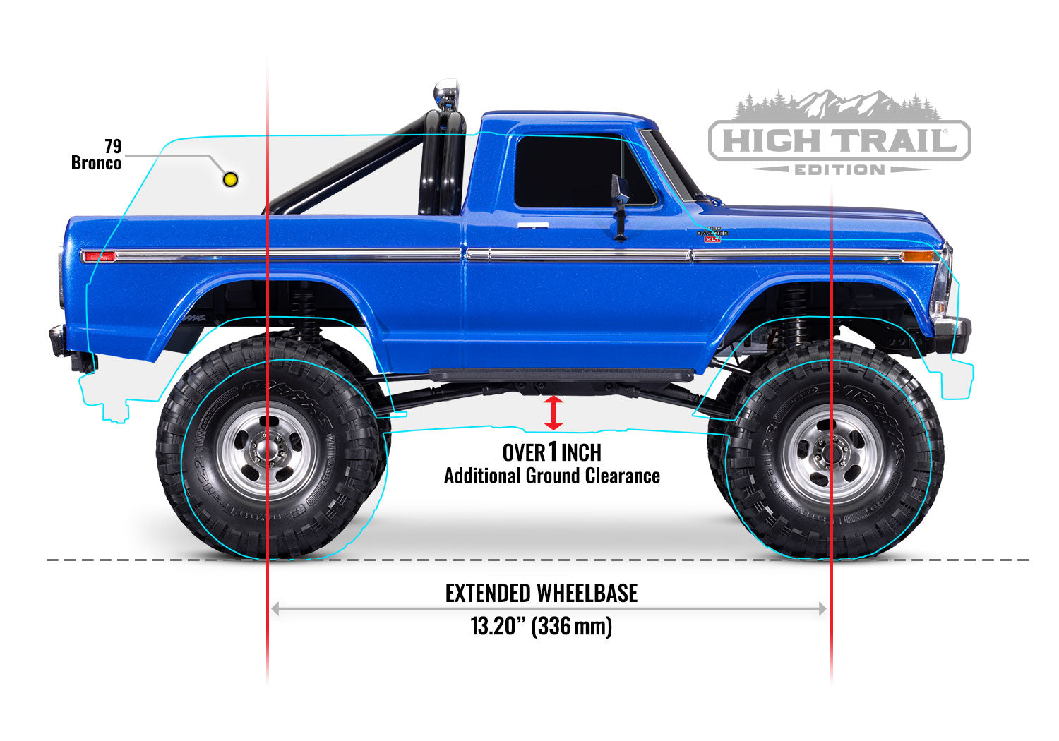 Traxxas - TRX-4 1/10 High Trail Edition RC Crawler w/'79 Ford F-150 Ranger XLT Body & TQi 2.4GHz Radio, Azul