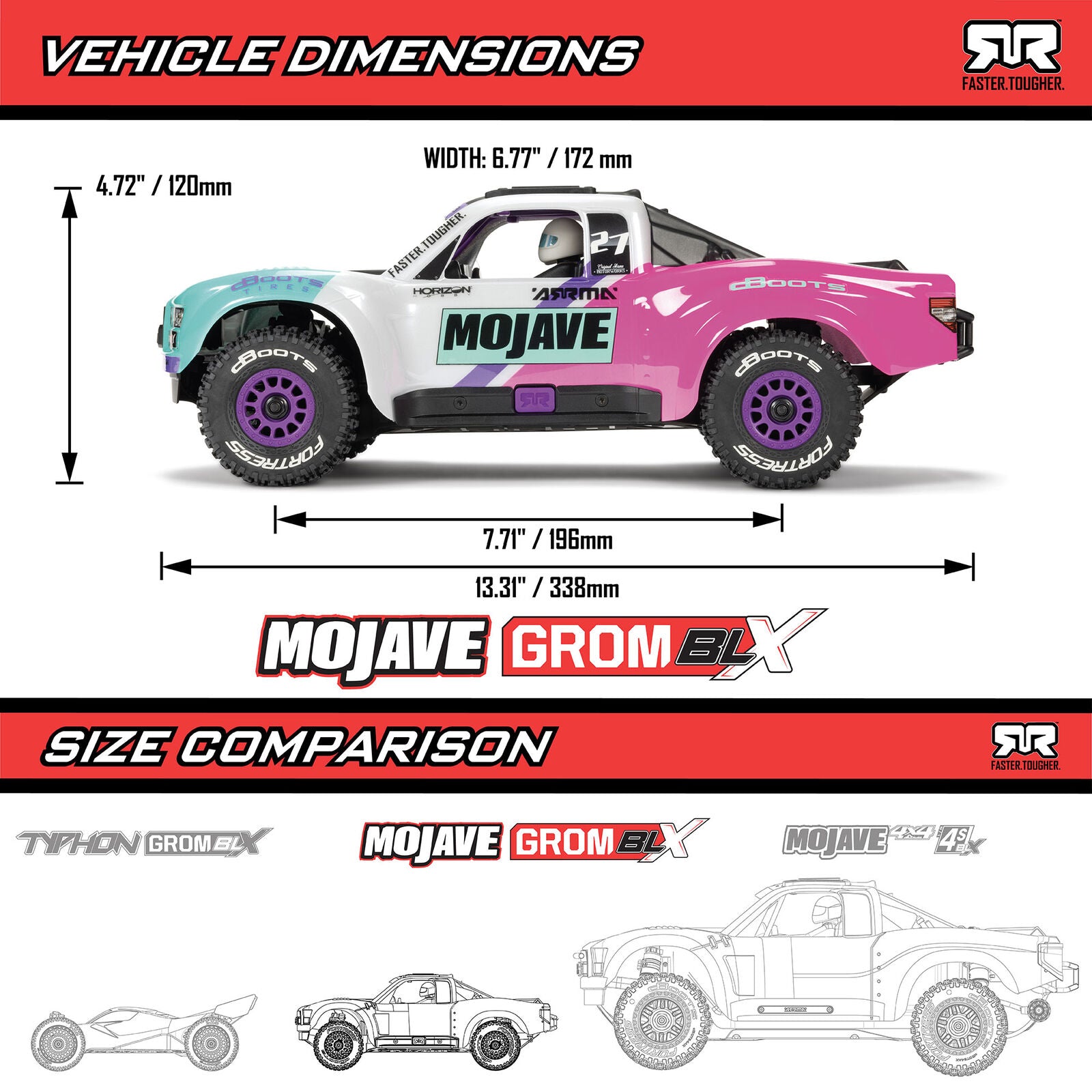 Arrma - 1/16 Mojave Grom 223S DSC 4X4 RTR Brushless Desert Truck, White/Blue (Battery & Charger Included)