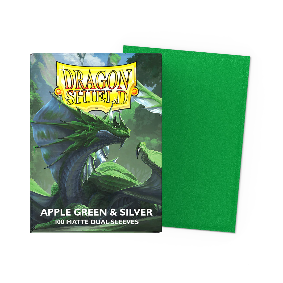 Arcane Tinmen - Dragon Shield - Apple Green & Silver - Dual Matte Sleeves - Standard Size