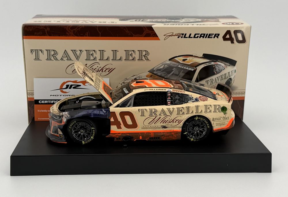 Lionel Racing - Justin Allgaier #40 Traveller Whiskey Race Version 2025 Chevrolet (Autografiado) ARC DIECAST W/ SOUND BASE, escala 1:24