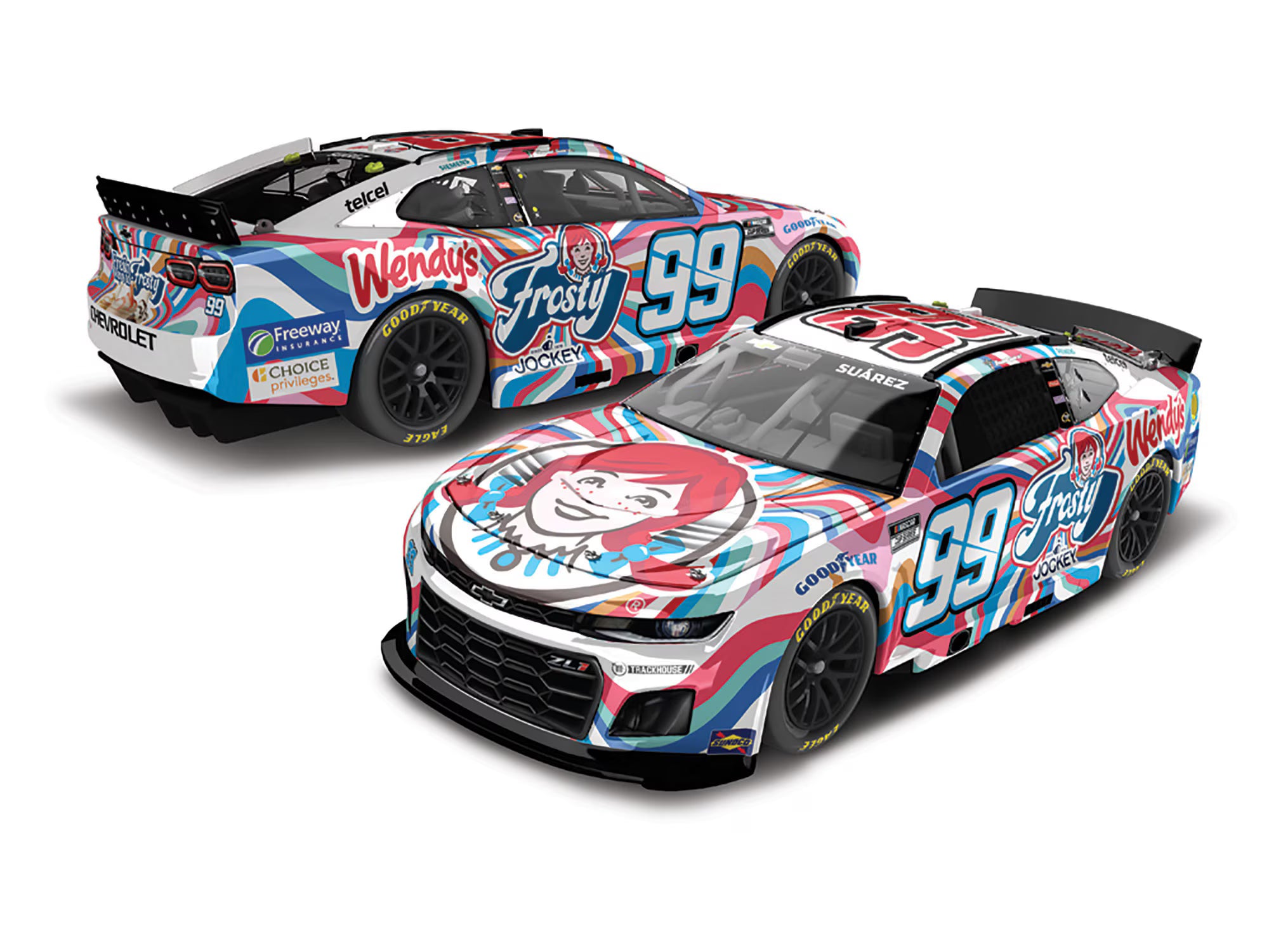 Lionel Racing - Daniel Suarez #99 Wendy´s Frosty 2025 Chevrolet, escala 1:64