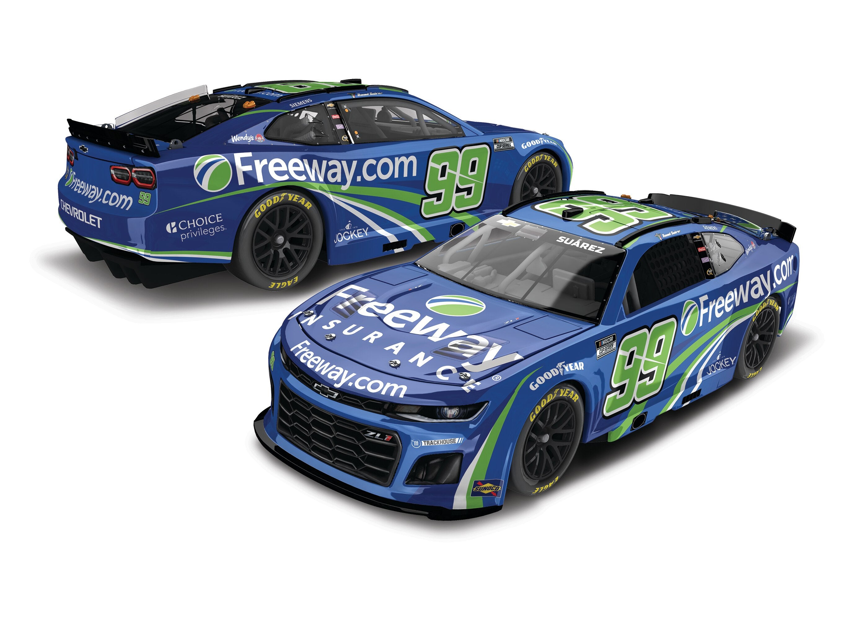 Lionel Racing - Daniel Suárez NO. 99 Freeway Insurance Blue 2025 Chevrolet, escala 1:64
