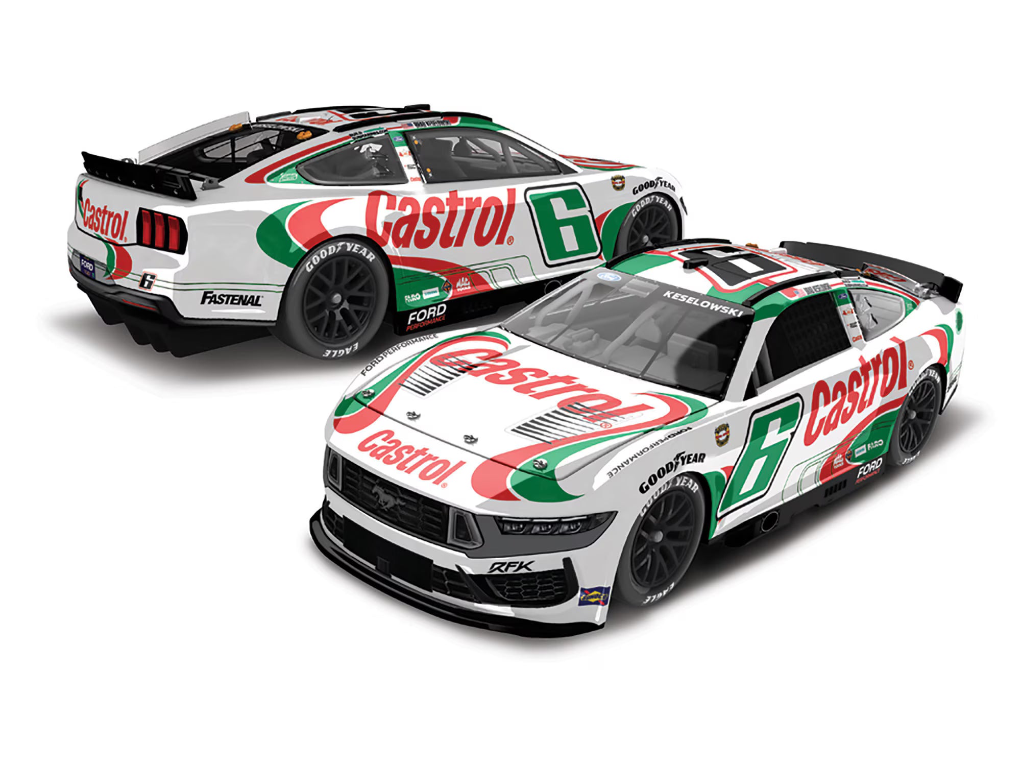 Lionel Racing - Brad Keselowski #6 Castrol Throwback 2024 Mustang, escala 1:64