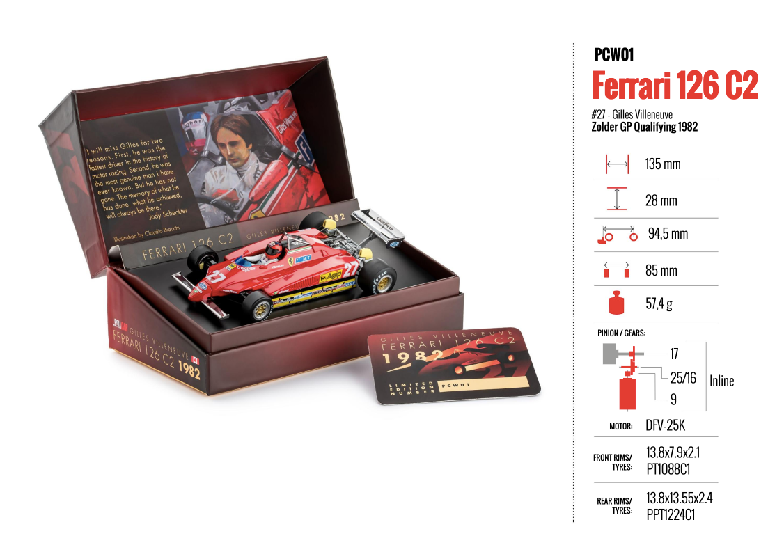 Policar - Ferrari 126 C2 - #27 - Gilles Villeneuve - Zolder GP Qualifying 1982 - Análogo, escala 1/32