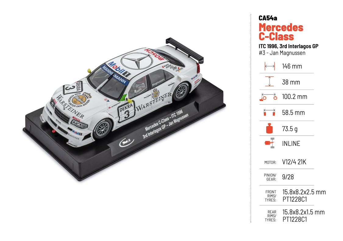 Slot.It - Mercedes C-Class ITC 1996 - 3rd Interlagos GP #3 - Jan Magnussen - Análogo, escala 1/32