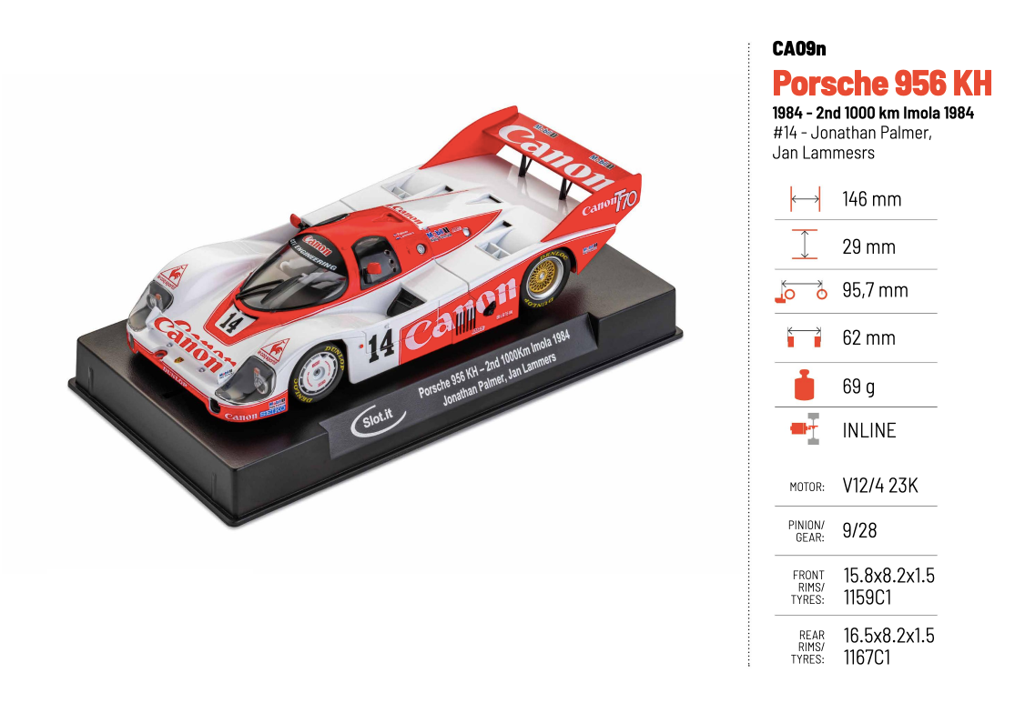 Slot.It - Porsche 956 KH 1984 - 2nd 1000 km Imola / #14 - Jonathan Palmer, Jan Lammers - Análogo, escala 1/32