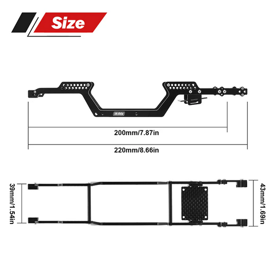 INJORA - Universal LCG Chassis Frame Kit for 1/18 TRX4M (Aluminum)