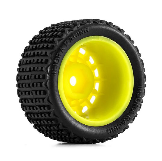 INJORA - Pre-mounted Pin Buggy Tires & Wheels for 1/28 Losi Micro-T Yellow