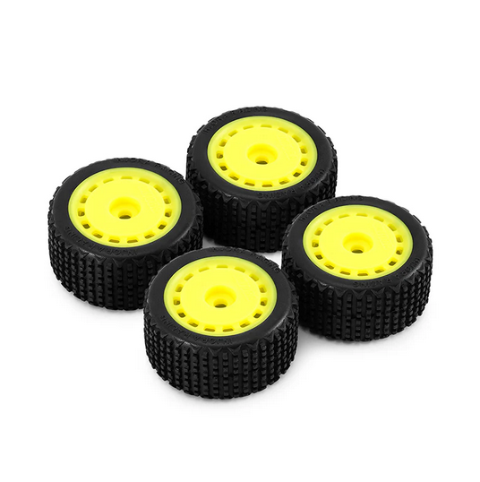 INJORA - Pre-mounted Pin Buggy Tires & Wheels for 1/28 Losi Micro-T Yellow