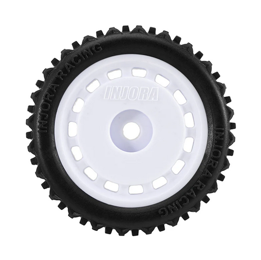 INJORA - Pre-mounted Pin Buggy Tires & Wheels for 1/28 Losi Micro-T White