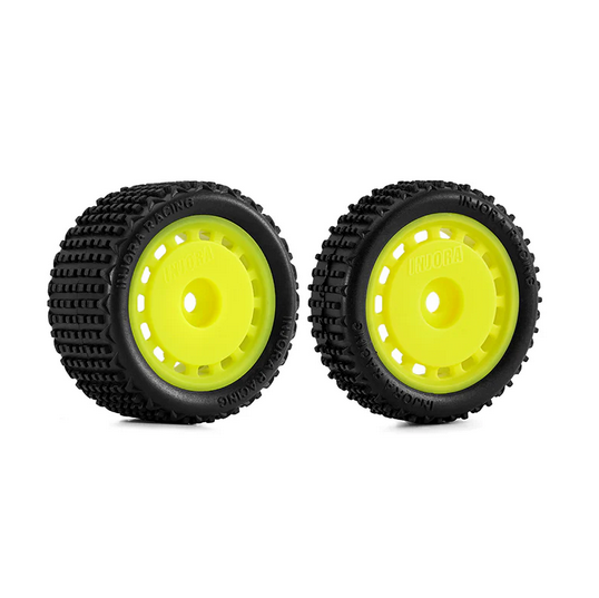 INJORA - Pre-mounted Pin Buggy Tires & Wheels for 1/24 Losi Micro-B Yellow