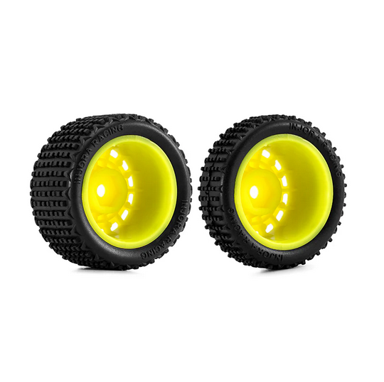 INJORA - Pre-mounted Pin Buggy Tires & Wheels for 1/24 Losi Micro-B Yellow