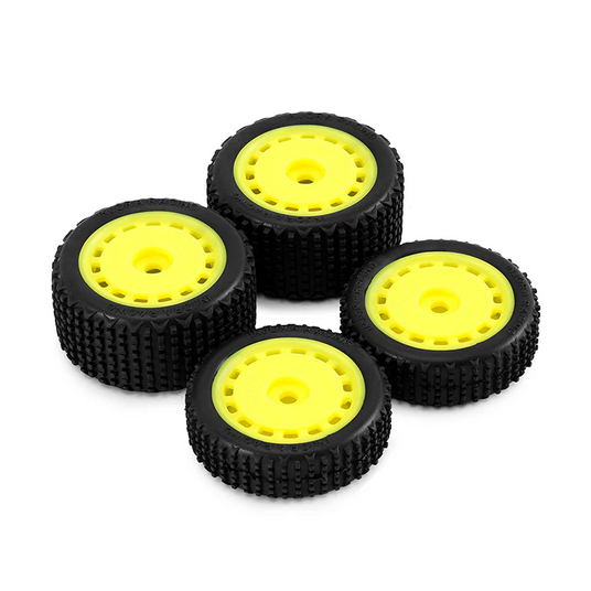 INJORA - Pre-mounted Pin Buggy Tires & Wheels for 1/24 Losi Micro-B Yellow