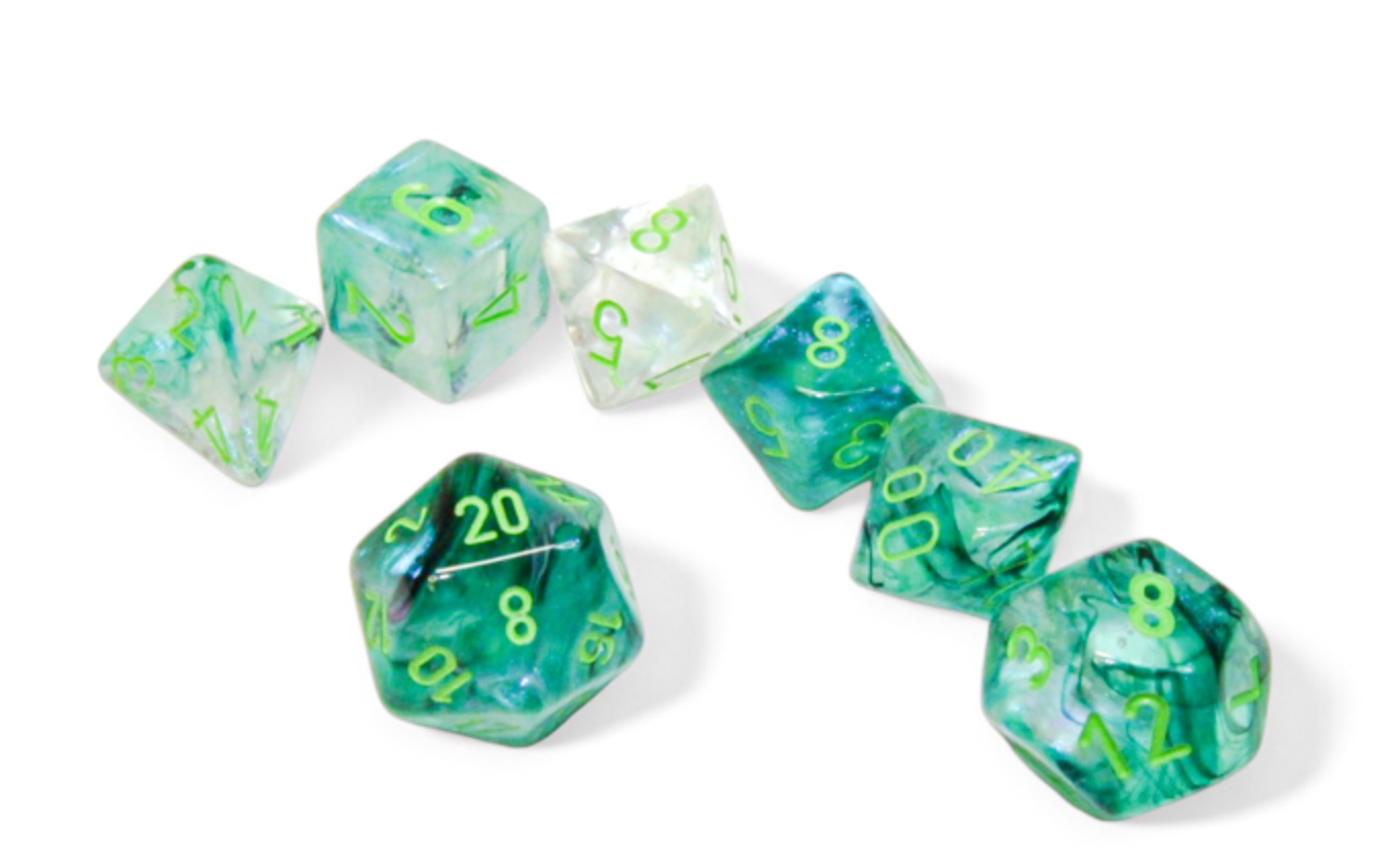 CHESSEX - Borealis Kelp/Light Green Polyhedral 7 - Dice Set